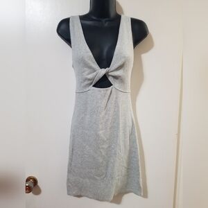 Aerie Ribbed Knit Cutout Dress Gray Size Small